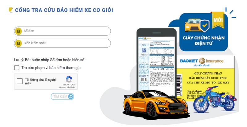 Tra cứu trên website của công ty bảo hiểm